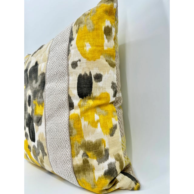 Textile Yellow & Black Floral Linen Pillows - Set of 2 For Sale - Image 7 of 12