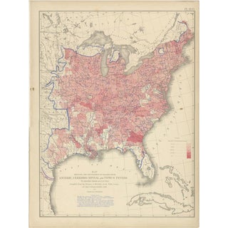 Antique Chart of the Us Enteric, Cerebro-Spinal, Typhus Deaths, 1874 For Sale