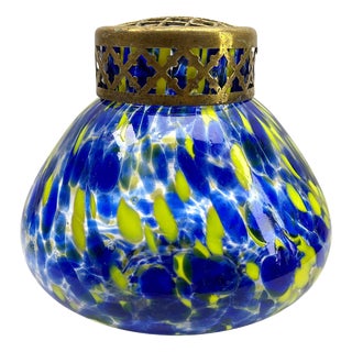 Pique Fleurs Vase in Multicolor Decor with Grille, 1930s For Sale