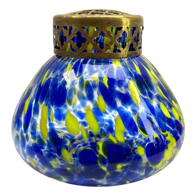 Pique Fleurs Vase in Multicolor Decor with Grille, 1930s For Sale