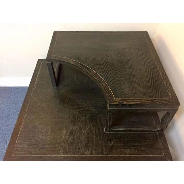 1970s Vintage Mid Century Fumed Oak Two-Tier Corner Coffee Table For Sale - Image 5 of 9