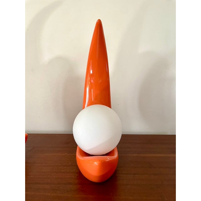 Coral Ceramic Lamps with White Globes by Luigi Ferro, Italy, 1970, Set of 2 For Sale - Image 6 of 11