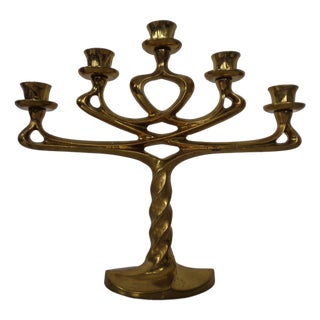 Large Brutalist Bronze Candleholder, Italy, 1960s For Sale