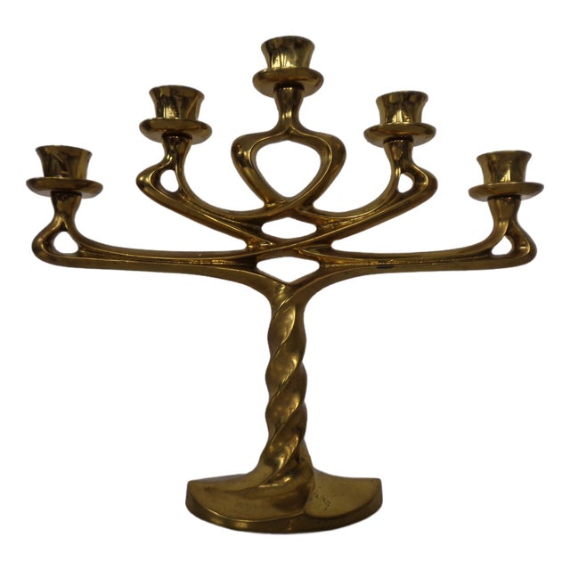 Large Brutalist Bronze Candleholder, Italy, 1960s For Sale