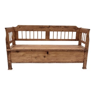 Pine Storage Bench or Settle, Hungary, Circa 1880 For Sale