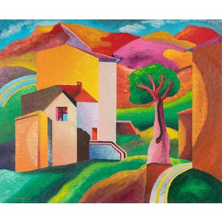 Massimo Sonnino, Cottages, Acrylic Painting on Plywood, 2000 For Sale