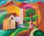 Massimo Sonnino, Cottages, Acrylic Painting on Plywood, 2000 For Sale