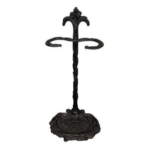 Vintage French Style Ornate Metal Umbrella Stand For Sale