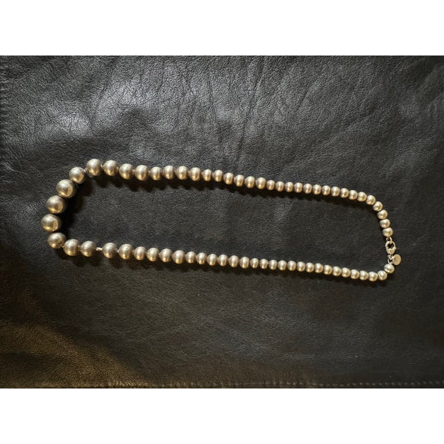 Metal Vintage Tiffany Staring Silver Beaded Necklace For Sale - Image 7 of 7