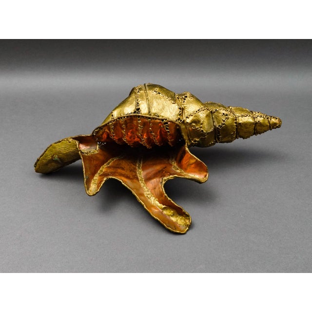 Metal Luciano Bustamante Mexico Signed Brass Conch Nautical Sea Shell Sculpture For Sale - Image 7 of 8