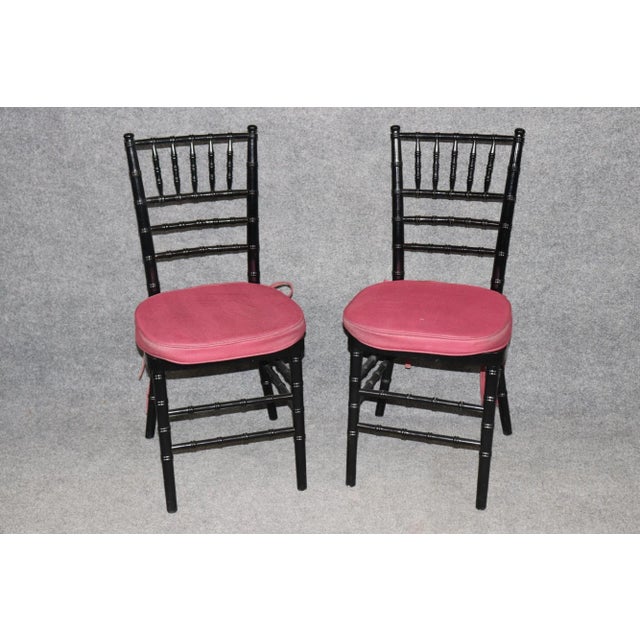 Wood Set of Ebonized Set of 8 French Faux Bamboo Ebonized Dining Chairs For Sale - Image 7 of 11