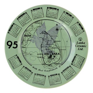 Vintage Calendar Plate from Lanka, 1990s For Sale