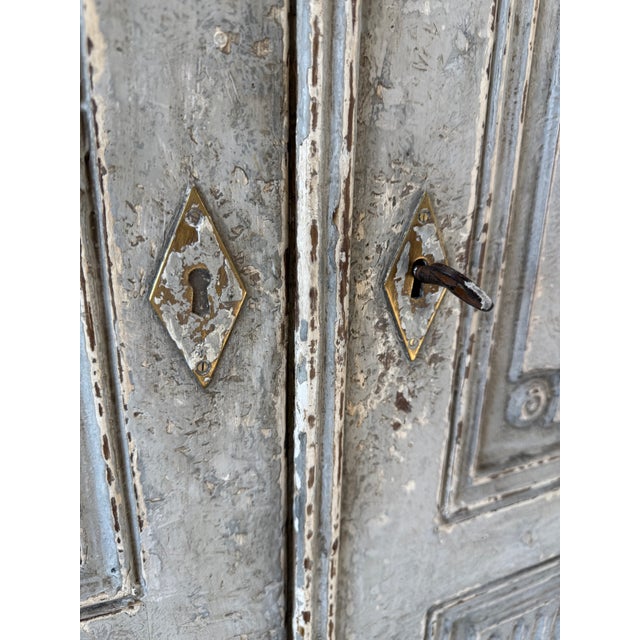 Wood 19th Century French Louis XVI Style Painted Boiserie Facade and Mantel For Sale - Image 7 of 8
