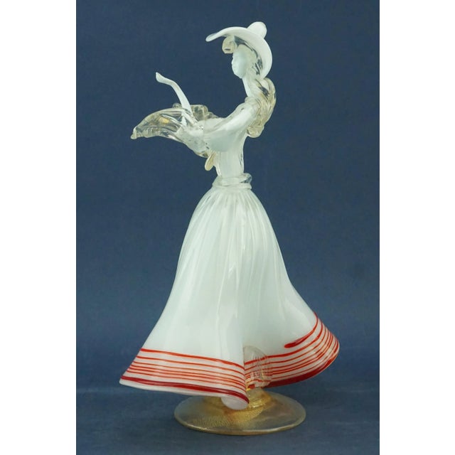 20th Century Murano Opaline Glass Sculpture of a Lady with Red and Gold Glass Paste attributed to Archimede Seguso, Italy For Sale - Image 4 of 18