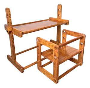 Bauhaus Pine Childrens Desk and Chair, 1960s, Set of 2
