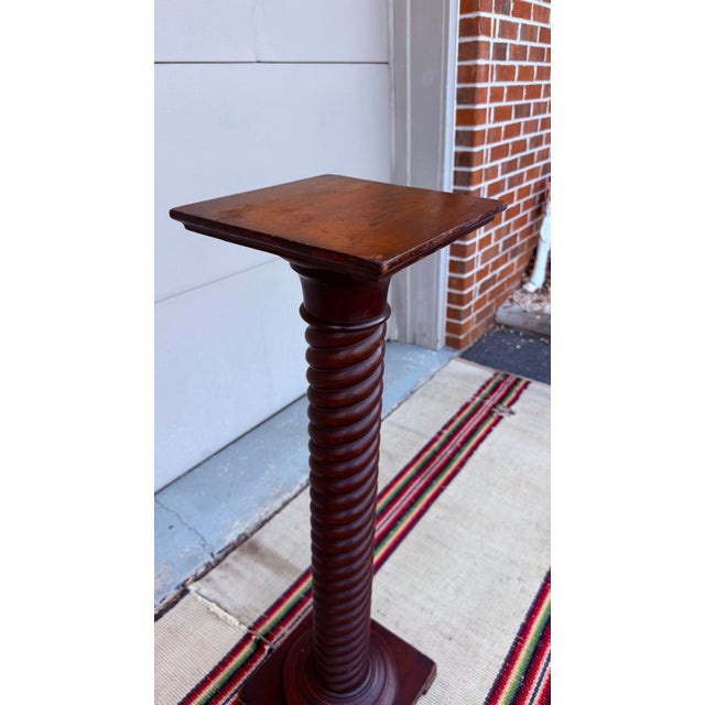 Antique Rope Twist Turned Cherry Pedestal Stand, Circa 1890-1910 For Sale - Image 4 of 14