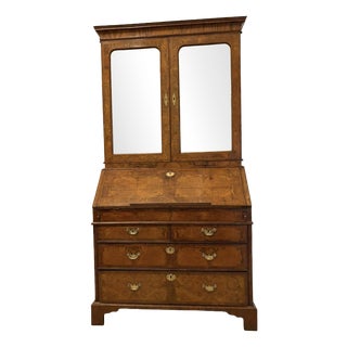 Antique George I Figured Walnut Bureau Bookcase with Secretaire, 1720 For Sale