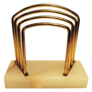Art Deco Marble & Brass Mail Holder For Sale