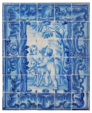 18th Century Portuguese Tiles Panel with Angels Decor