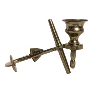 Vintage Brass Anchor Candle Holder For Sale