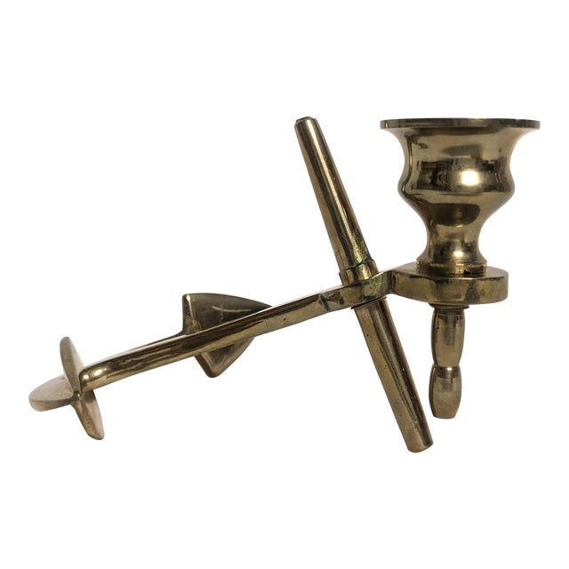 Vintage Brass Anchor Candle Holder For Sale