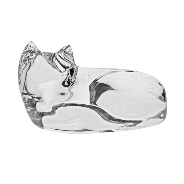 A lovely example of Belgian crystal craftsmanship, this Val St. Lambert figure of a napping cat combines a simple...