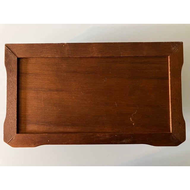 20th C. Mid-Century Modern Wooden Valet Jewelry Box With Woven Cane Top & Drawer For Sale - Image 18 of 18