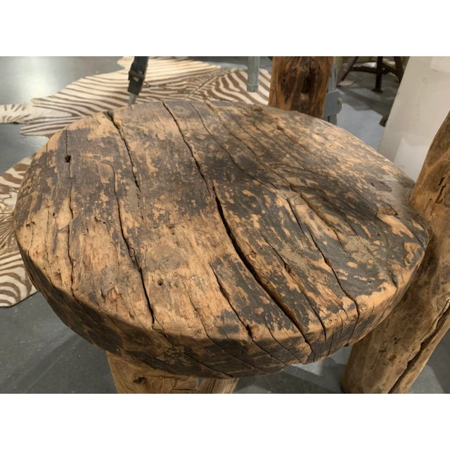 Wood Mid 20th Century Large European Primitive Distressed Log Chair For Sale - Image 7 of 9
