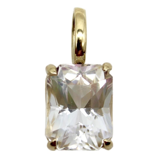 1990s Signature 14k Gold Rainbow Moonstone Pendant For Sale