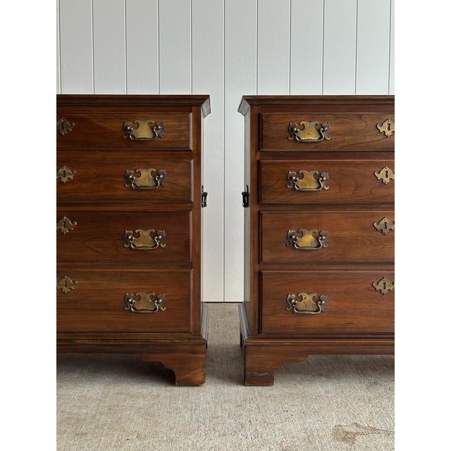 Traditional Late 20th Century Georgian Cherry Bachelor Chests, Pair For Sale - Image 3 of 18