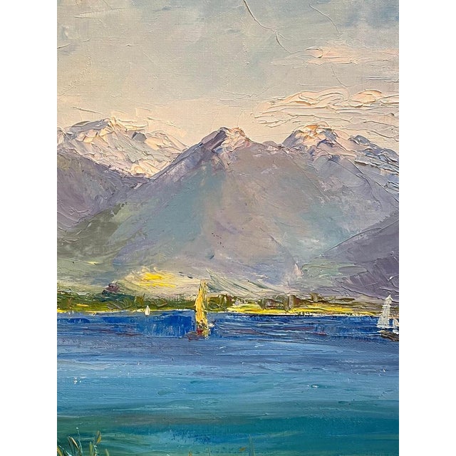 M. Vibert, By the Lake, Oil on Canvas, 1959 For Sale - Image 9 of 16