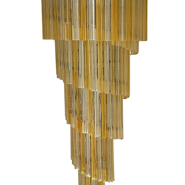 Italian Mid-20th Century Italian Spiral Chandelier With Amber & Clear Venini Glass For Sale - Image 3 of 5