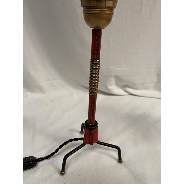 1950s Stitched Leather Table Lamp by Jacques Adnet, 1950s For Sale - Image 5 of 8