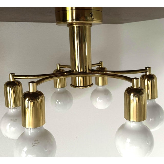 Hollywood Regency Space Age Brass Ceiling Light For Sale - Image 4 of 11