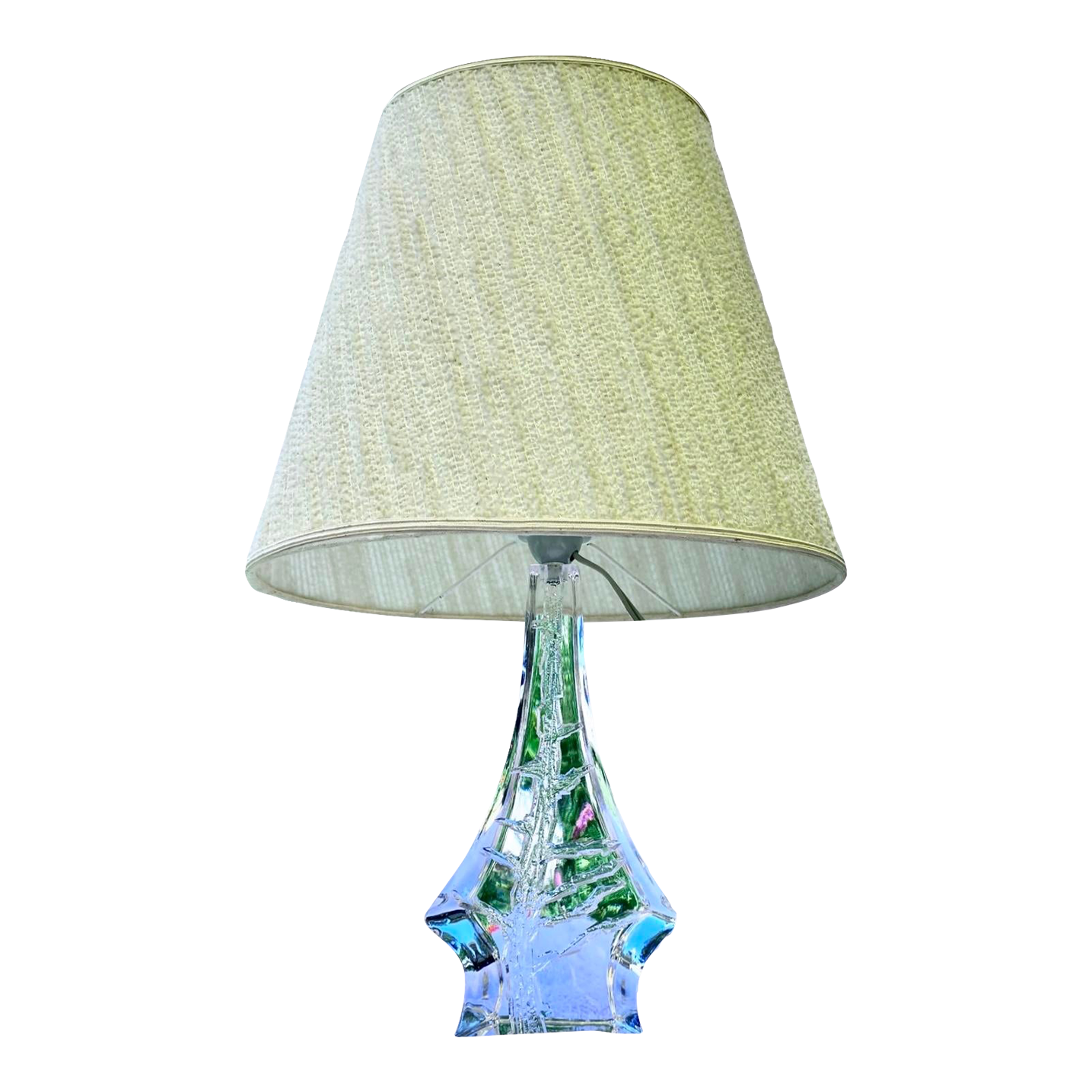 Vintage French Daum Crystal Mid-Century Modern Lamp, Pine Tree