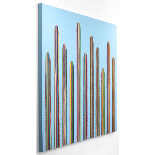 Rainbow Cacti - Large Oversized Original Southwest Inspired Artwork on Canvas, Signed For Sale In Los Angeles - Image 6 of 9