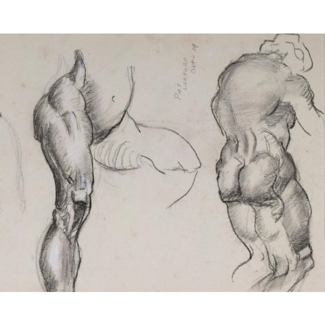 Vintage Art Deco Era Nude Charcoal Figure Study Drawing by William B Pattengill 1934 For Sale - Image 4 of 6
