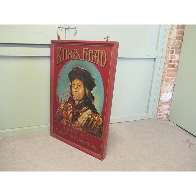 1930s Wooden Iron Framed Hanging Pub Sign with The King's Head Motif, 1930 For Sale - Image 5 of 8