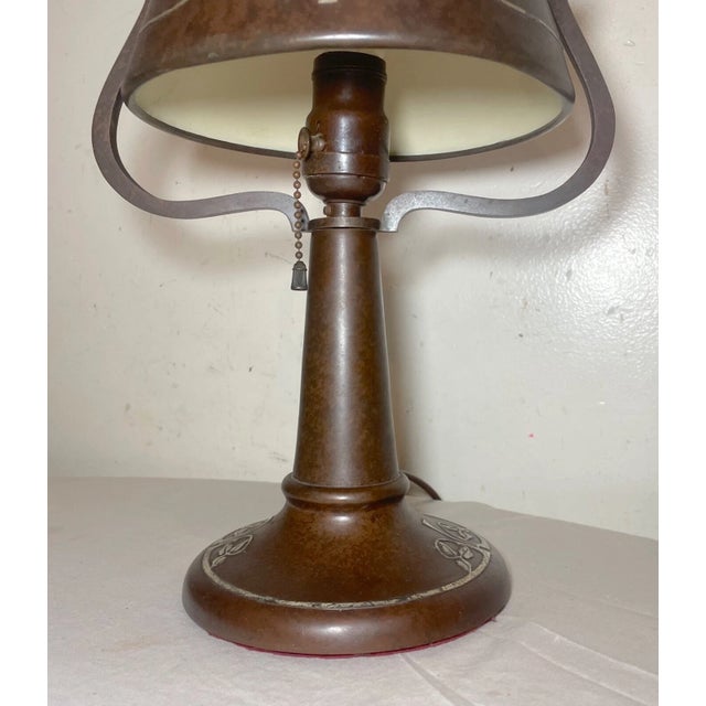 Heintz Antique Arts & Crafts Sterling Silver Over Bronze Desk Table Piano Lamp For Sale - Image 10 of 15