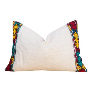Mahu Linen Tribal Border Pillow For Sale