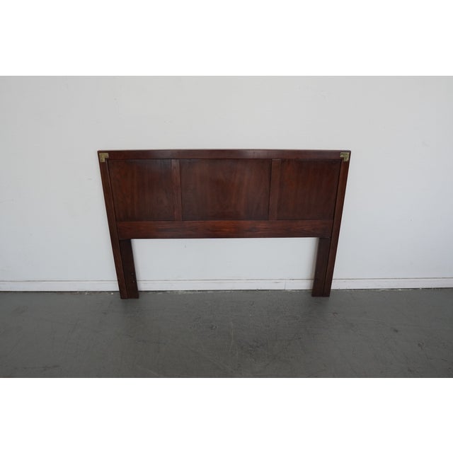Campaign Vintage Henredon Campaign-Style Queen Headboard For Sale - Image 3 of 10