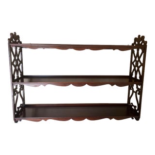 1940s Mahogany Chippendale Wall Shelf With Urn Detail For Sale