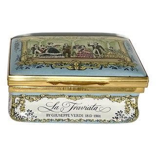 1980s Cartier Opera Collection Limited Edition (86/250) Enamel Copper Trinket Box La Traviata For Sale