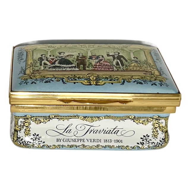 1980s Cartier Opera Collection Limited Edition (86/250) Enamel Copper Trinket Box La Traviata For Sale