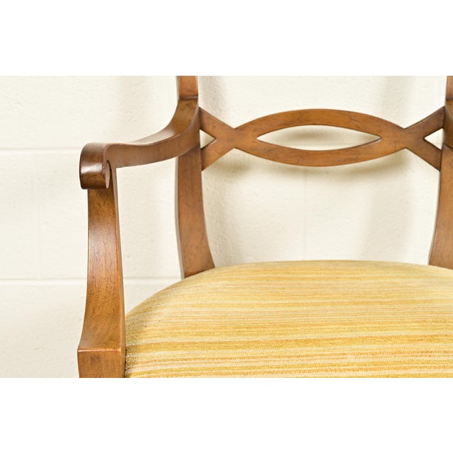 Kindel Furniture Style Regency Carved Walnut Dining Chairs, Set of Six For Sale - Image 9 of 15