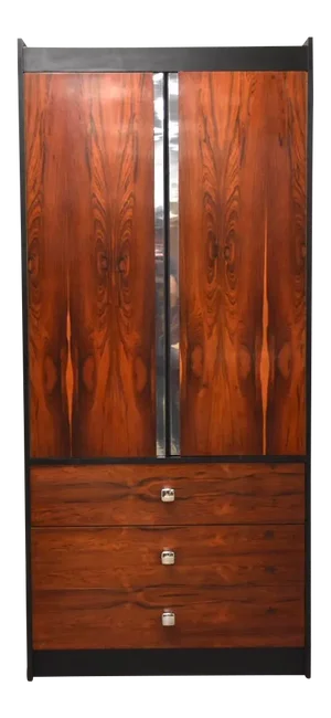 1970s Rosewood and Chrome Armoire Dresser