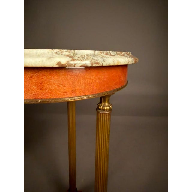 Mid 20th Century Italian Neoclassical Marble Top Lamp Table With Mahogany & Brass Base, Circa 1950 For Sale - Image 5 of 12