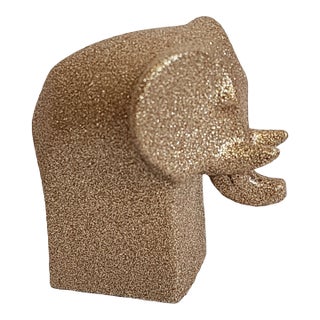 Vintage Elephant Paperweight Rose Gold Shimmer Sculpture by Gunnar Cyren For Sale