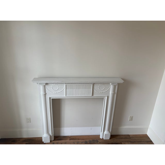 Wood Antique Neo-Classical Style Mantlepiece For Sale - Image 7 of 16