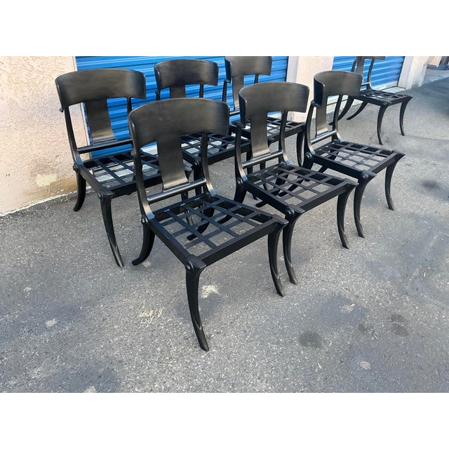 Black Modern Mid-Century Style Klismos Patio Dining Chairs -6 For Sale - Image 8 of 13